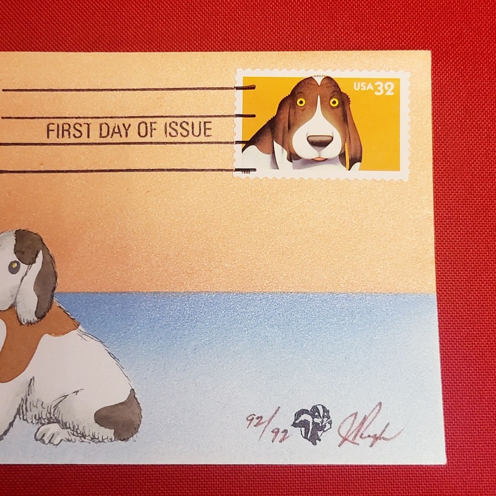 First Day of Issue Dog Stamp Cache Envelope Enclosure