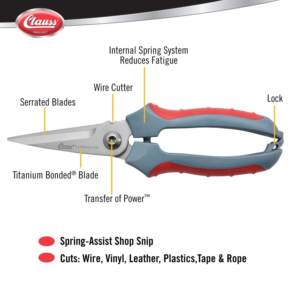 Heavy Duty 8 Inch Grey Scissors with Comfortable Grip and Wire Cutter Function