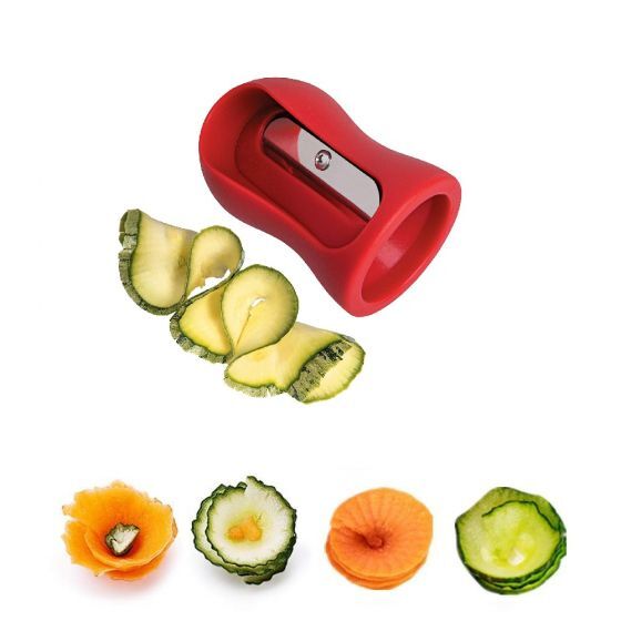 Red Vegetable Curler Sharpener - Eco-Friendly Kitchen Tool for Garnishes