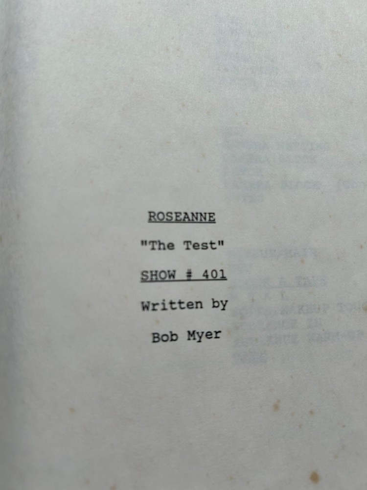 Original Roseanne TV Production Script "The Test" 1990 Final Draft