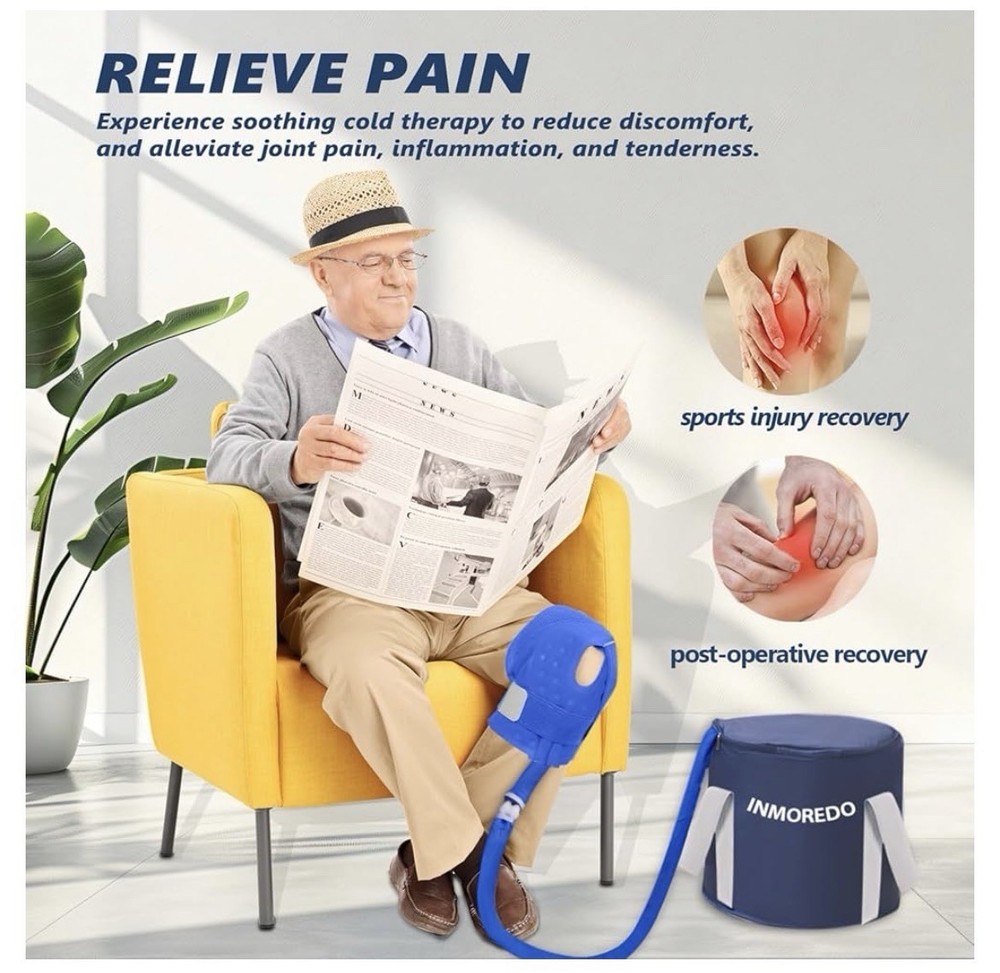 INMOREDO Cold Therapy System Programmable Knee Pad Pain Relief Blue