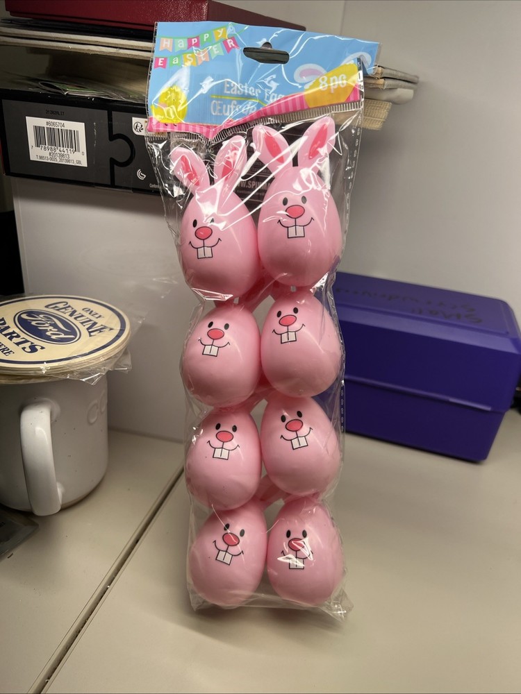 pink Easter Bunnies Eggs plastic 8 ct