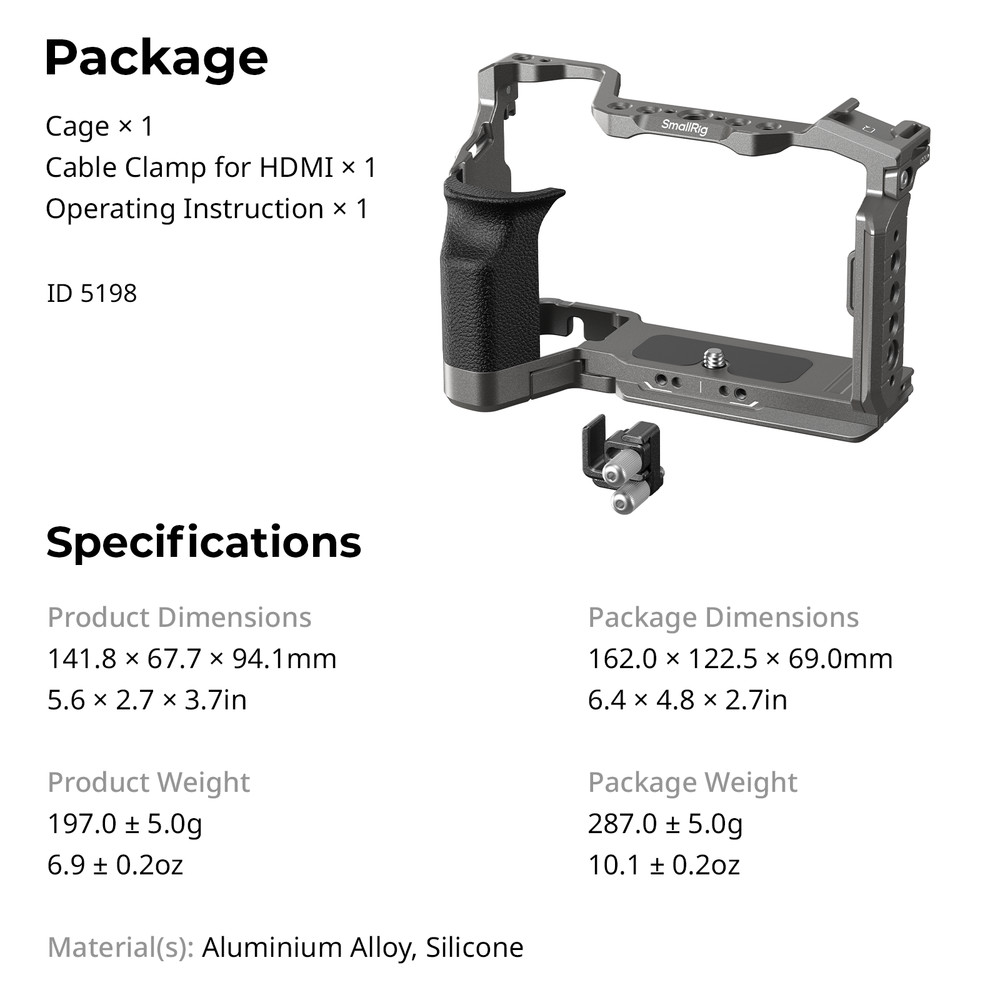 SmallRig HawkLock Quick Release Camera Cage Kit for Sony A7C II/ A7CR Camera