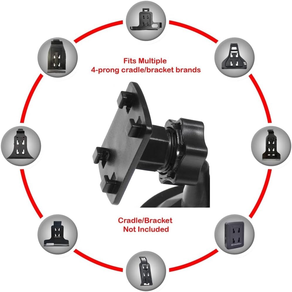 Universal Car Windshield Adjustable 4-Prong Suction Cup Mount for GPS