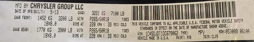 Used Blind Spot Detection System Warning Control Module fits: 2013 Dodge Durango