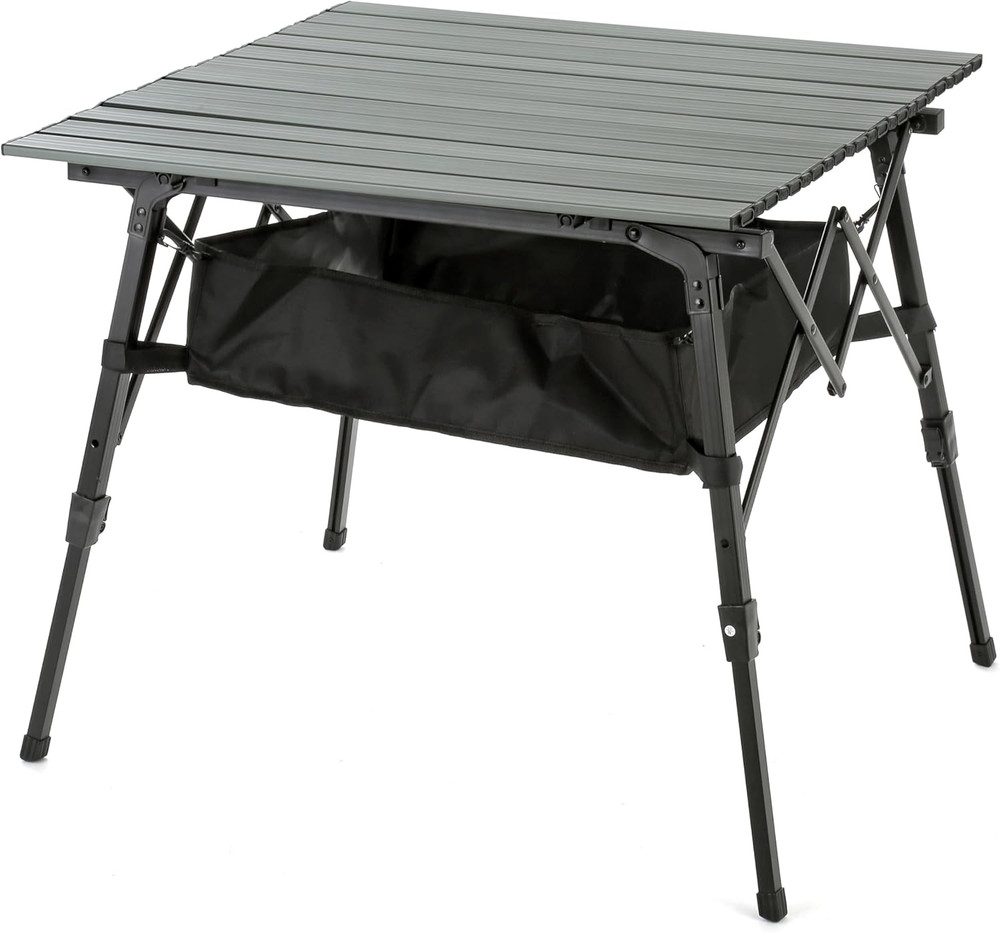 39" Aluminum Folding Camp Roll up Table W/Adjustable Height, Undertable Mesh Sto