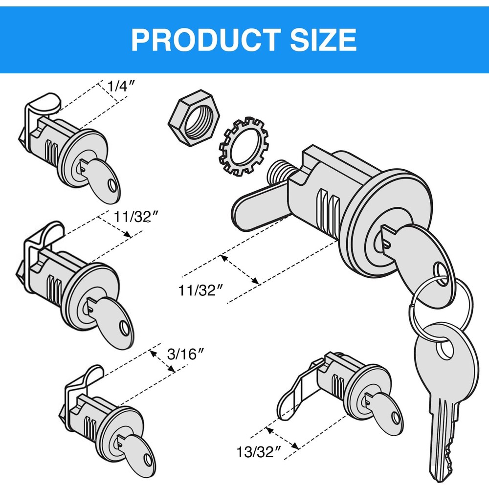 Mailbox Lock Replacement - Universal Mailbox Locks with 4 Keys - Easy to Silver