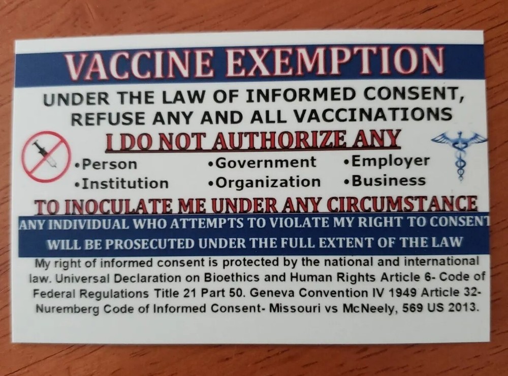 Vaccine Exemption Card