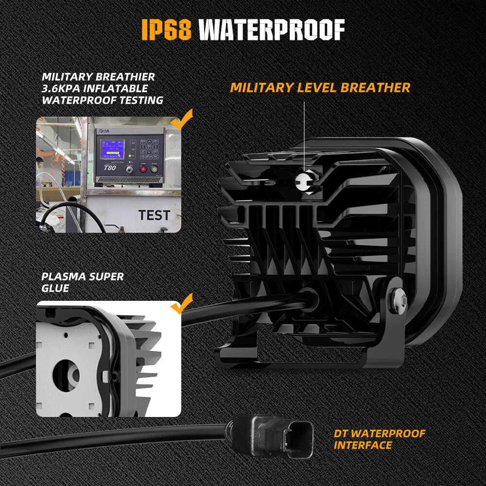 COLIGHT 3INCH Squadron Sport Amber LED Pair Driving/Combo Lights w/ Wire Harness