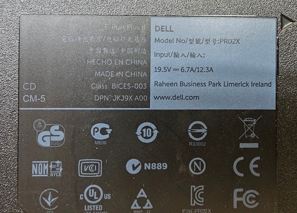 Dell PR02X Docking Station E-Port Plus II USB 3.0 PRO2X Dock