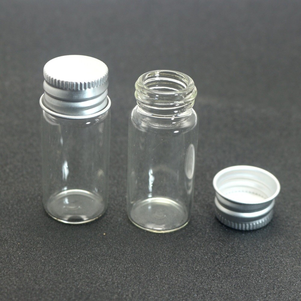5 Empty Small Glass Storage Bottles Vials with Screw Cap 10ml(22X50mm) Mini Jars