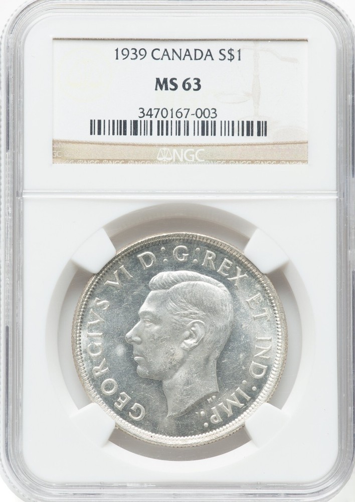 Canada 1939 Silver Dollar - NGC MS-63 - STUNNING FROSTY WHITE SURFACES!