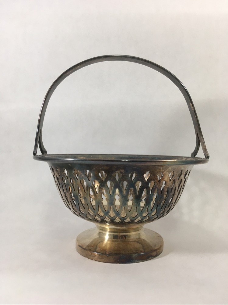 Silverplate Reticulated Basket Display Bowl 5.5" Candy Dish Trinket Dish GM CO E