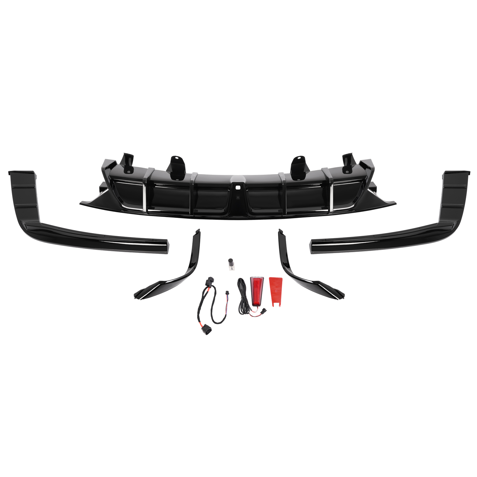 Fits 2018-2022 Honda Accord NEW Rear Bumper Diffuser & Light Glossy Black Trim