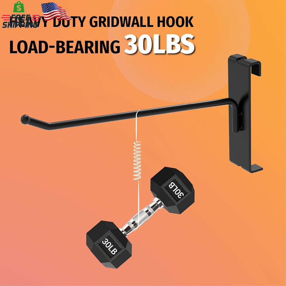 HUHOLE 32 Pack 6 Inch Gridwall Hooks for 3"X3" Wire Grid Panel – Black Heavy Dut