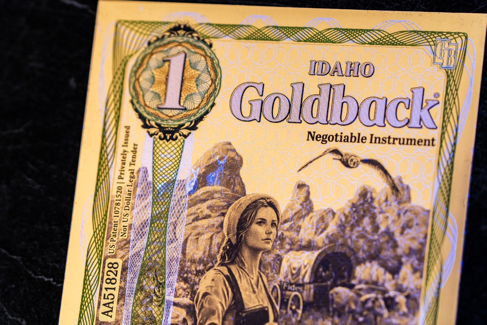2026 - 1 IDAHO Goldback Aurum Gold Foil Note 1/1000 oz 24kt .999 Fine PRESALE