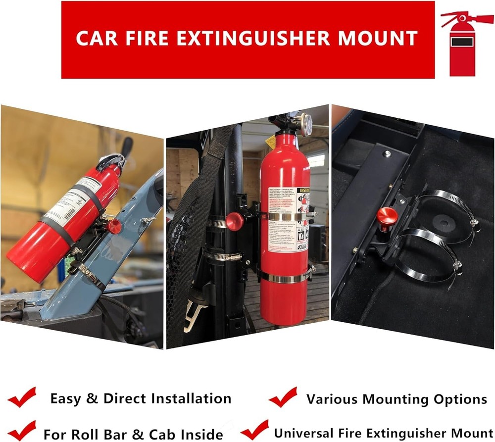 Quick Release Fire Extinguisher Mount Aluminum Adjustable UTV Roll Bar Fire Exti