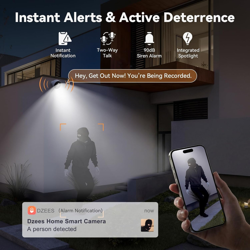 Magnetic Wireless Security Camera 2K AI Battery 2-Way Audio