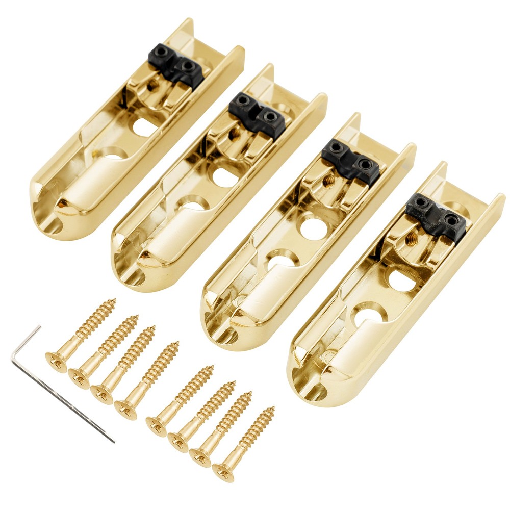 Musiclily Pro 4Pcs Gold Individual Single String Lock Down 4 String Bass Bridge
