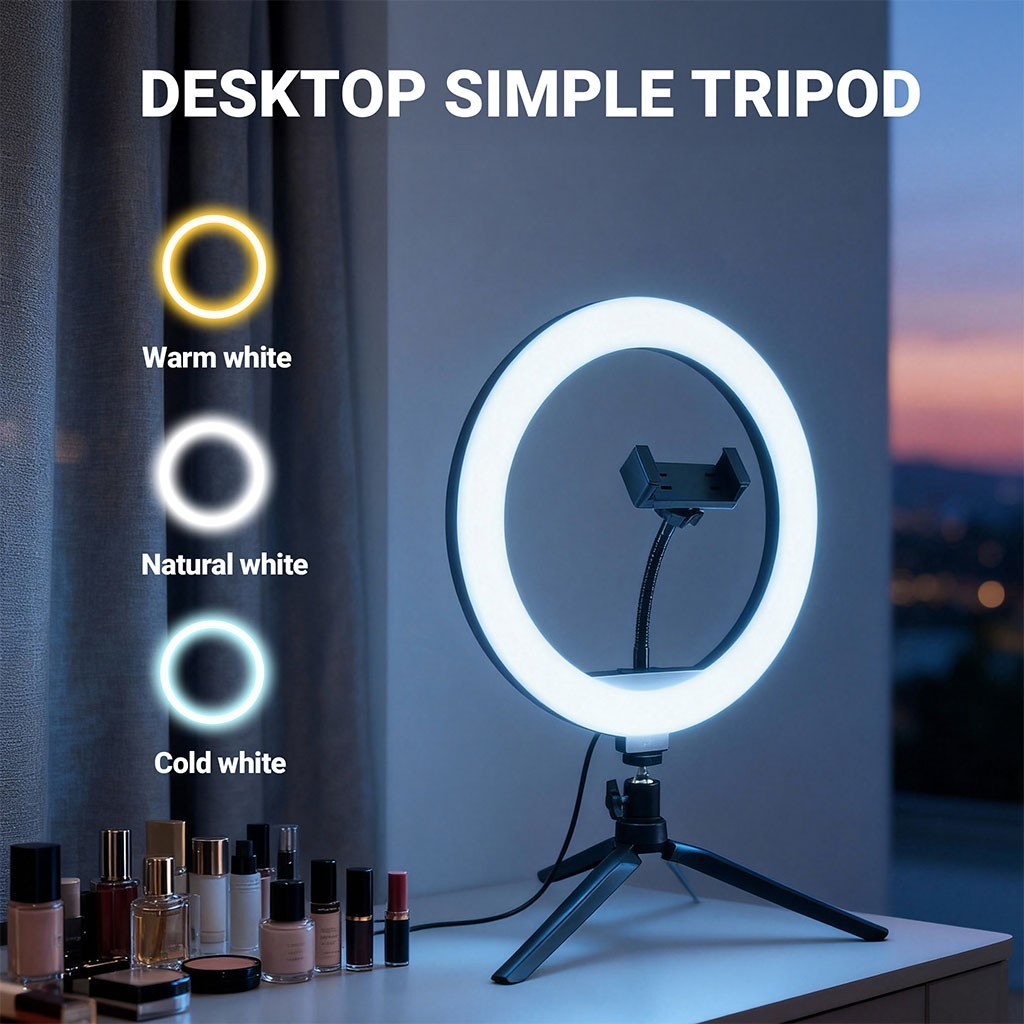 10-inch Ring Light LED Fill Light with Three Color temperatures for Live Video