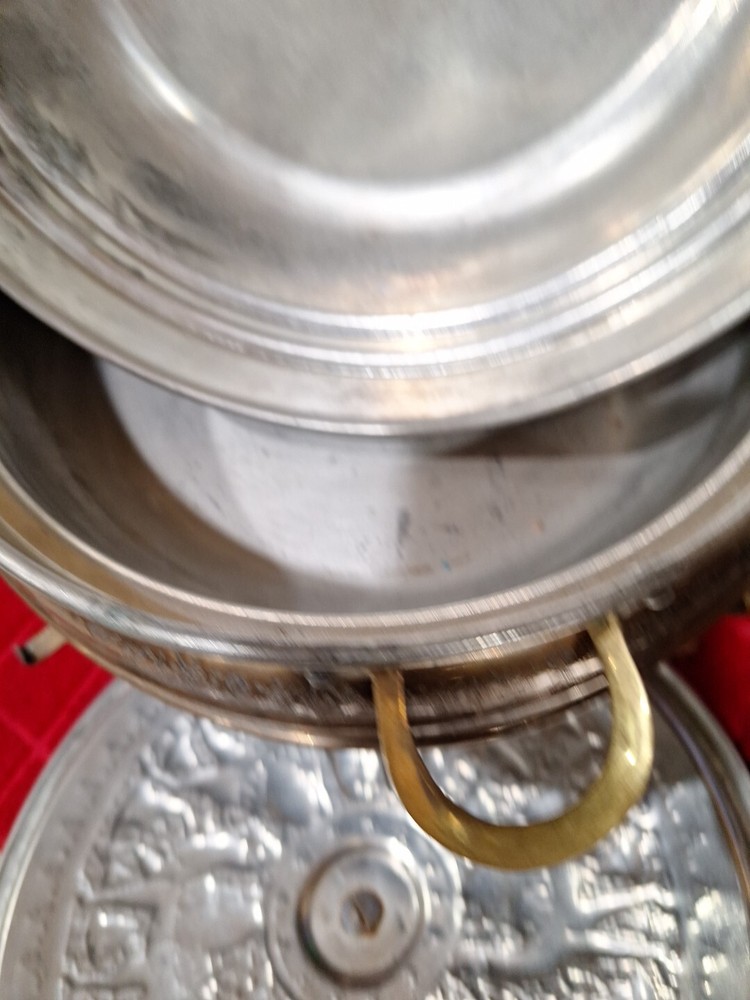 Beautiful Chaffing Dish Cookware - Antique Middle Eastern Brass Tin Lined