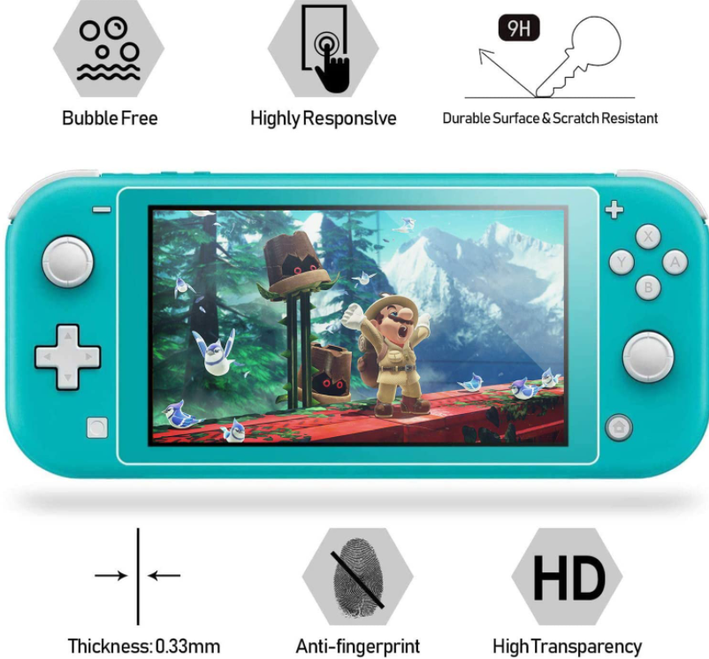 4 Pack For Nintendo switch Lite Tempered Glass, Anti-Scratch Screen Protector 9H