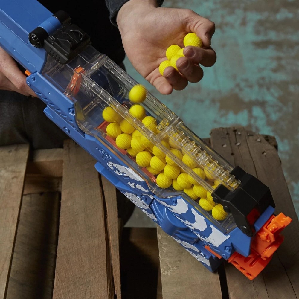 Nerf Rival Nemesis MXVII-10K Blue Blaster Fully Motorized 100 Rounds Hopper NEW