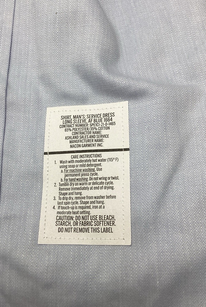 Air Force USAF Regulation Dress Blue Uniform Shirt Men's Long Sleeve