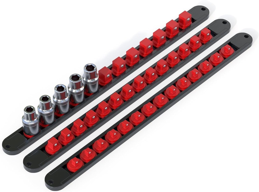 3PCS 360° Socket Organizer Twist Lock,3/8 1/4 1/2 Socket Storage Rails