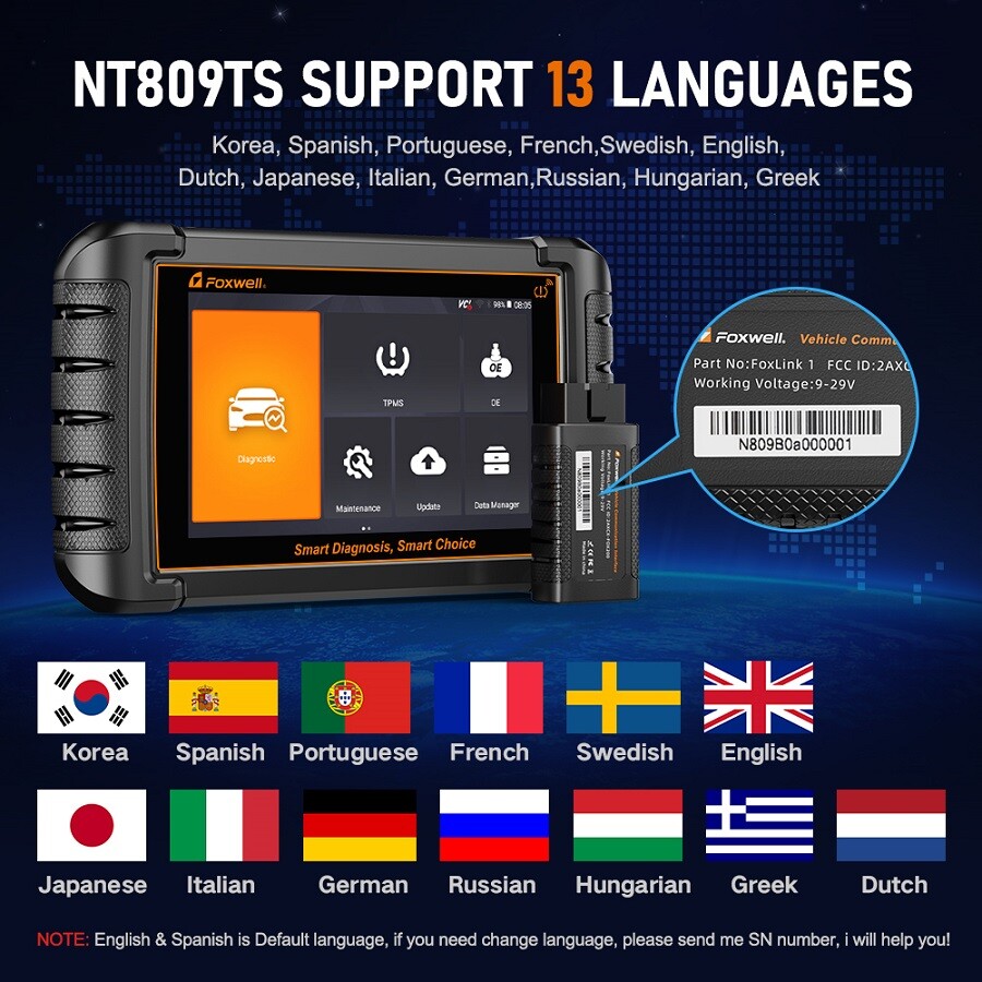 Automotive OBD2 Scanner Tire Pressure Sensor TPMS Programming Relearn Reset Tool