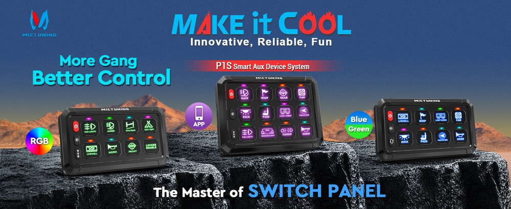 MICTUNING P1S RGB 12 Gang Switch Panel - Multifunction Auxiliary Circuit Control