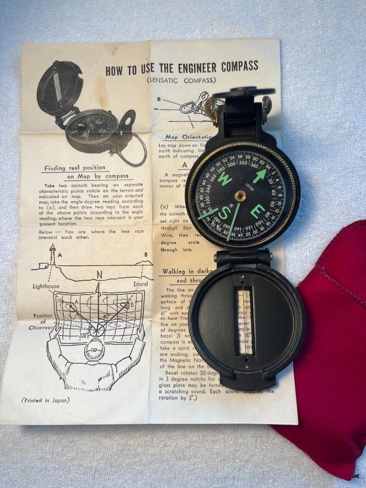 Lensatic Engineer Compass Vintage Early 1960s Navigation Tool