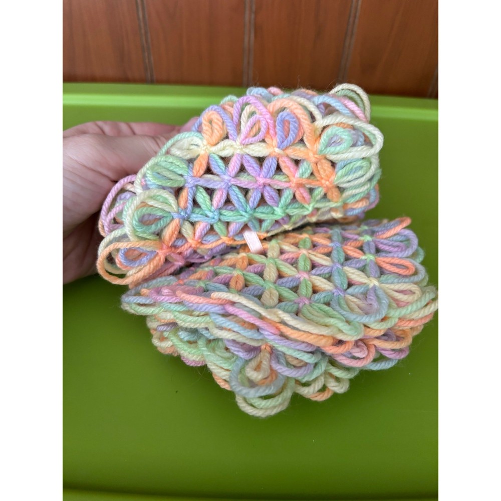 Pastel Knitted Coaster or Doily Set