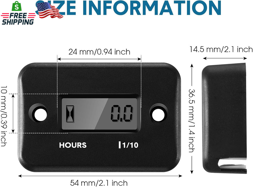 4 Pieces Hour Meters for Small Engines Inductive Digital Engine Meter Automatica