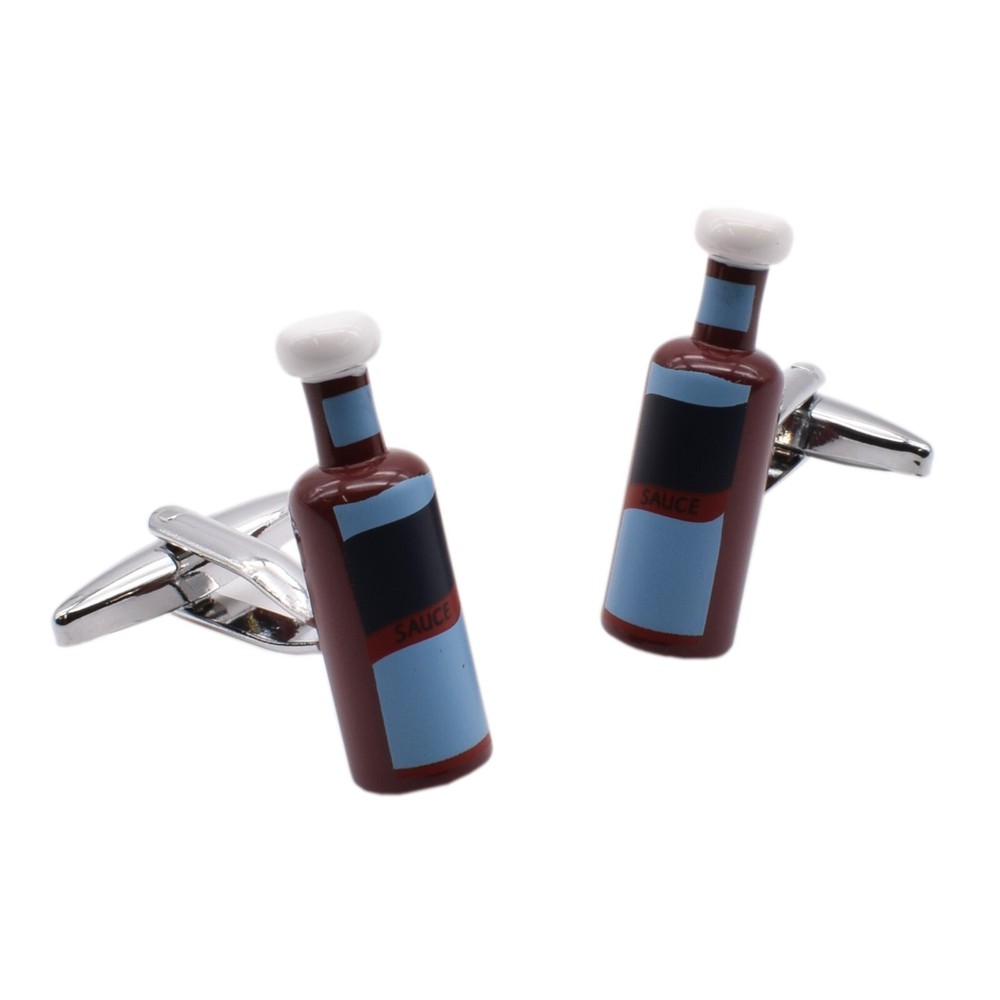 Fun Brown Sauce Cufflinks Presented in a Personalised Engraved Box