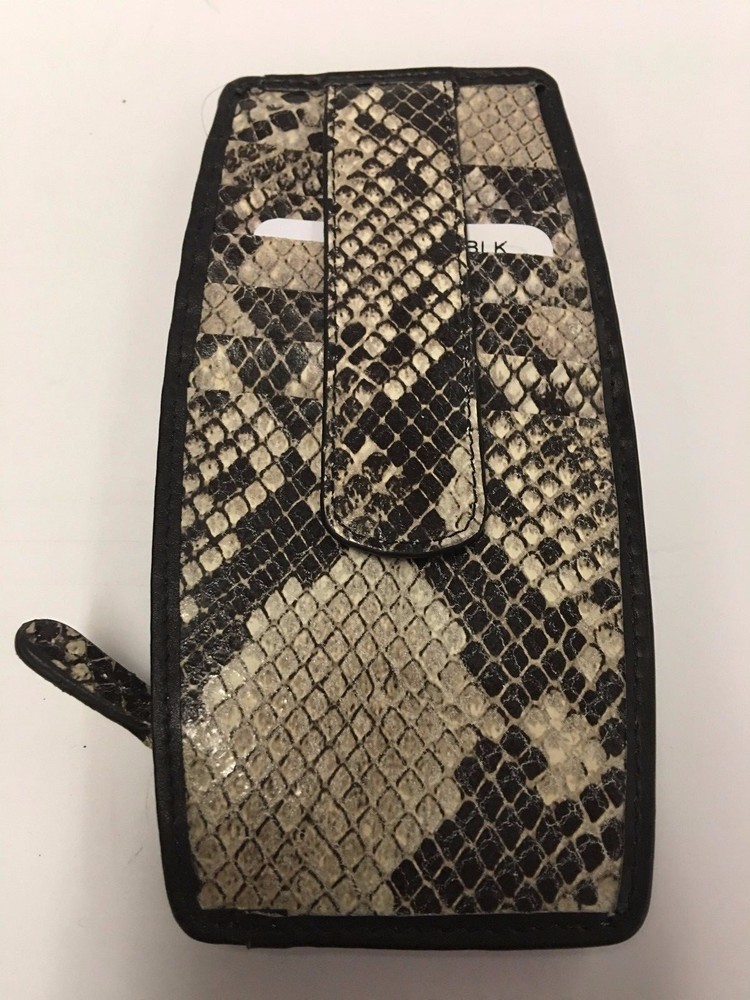 iLi Leather Python Print Double Sided Credit Card Stacker 4404