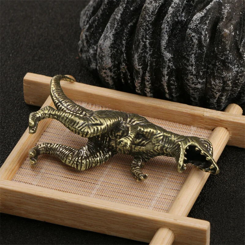 Mini Statue Coffee Table Pet Home Decor Brass Jurassic Vintage Solid Dinosaur