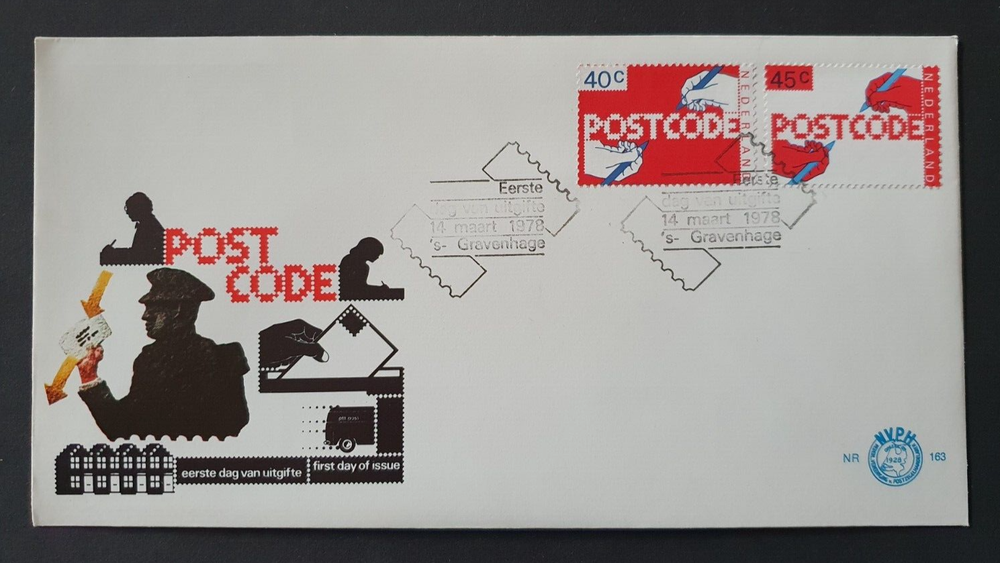 1978 NETHERLANDS NEDERLAND POST CODE NR 163 FDC