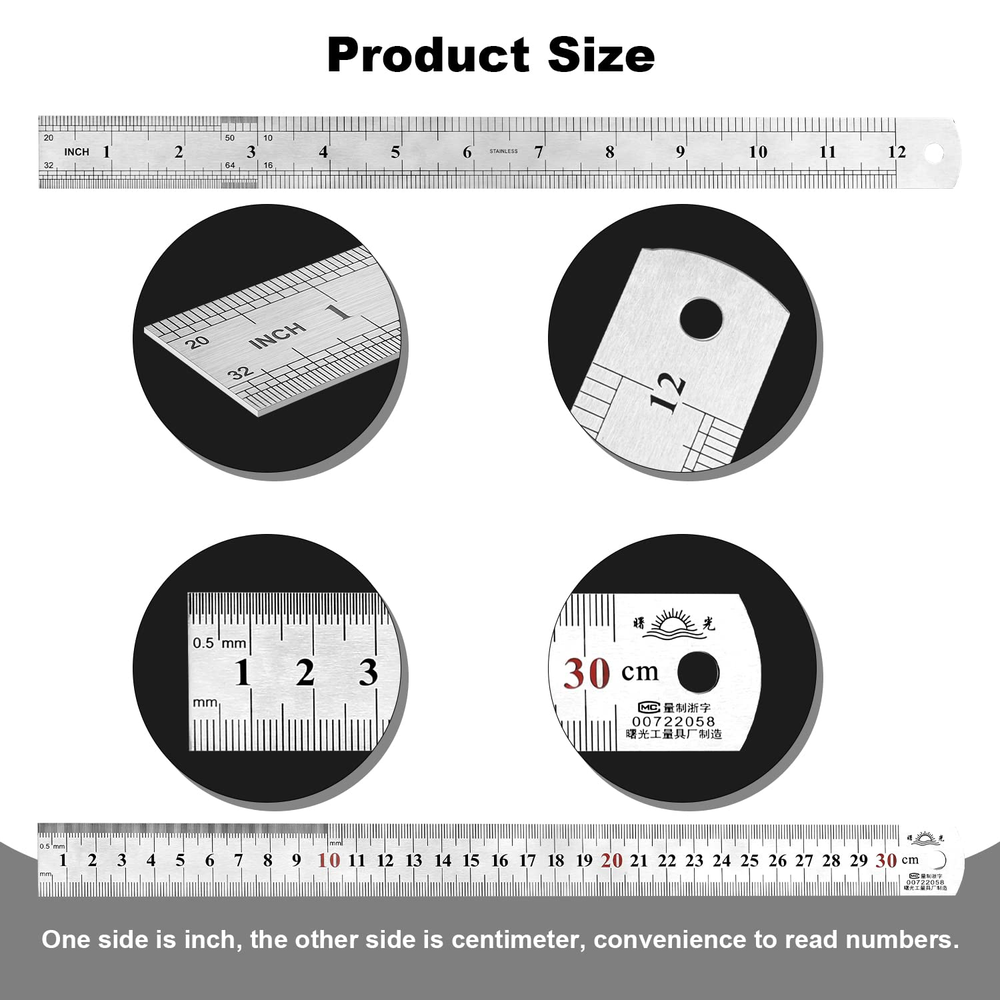 Engineers Architectural Scale Triangular Ruler with Standard Metal Ruler 2 Pack