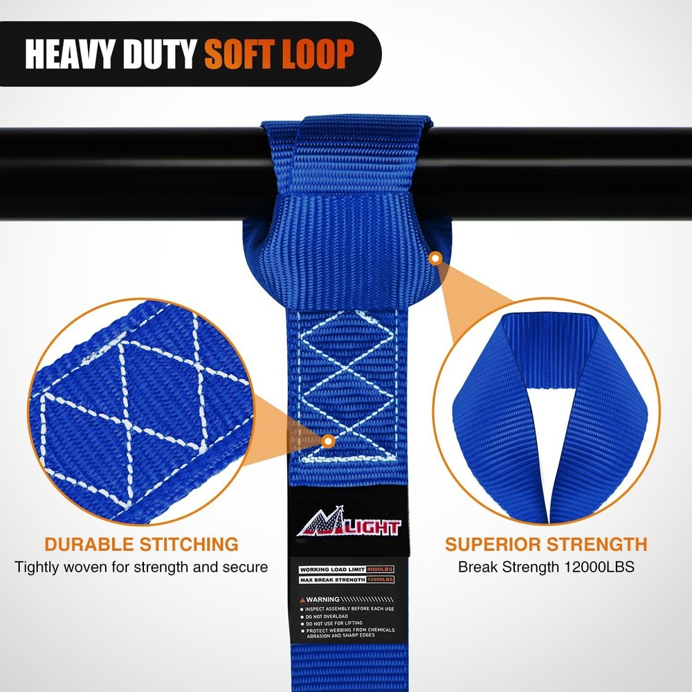 Nilight Motorcycle Tie Down Straps Max Break Strength 12000Lbs Blue