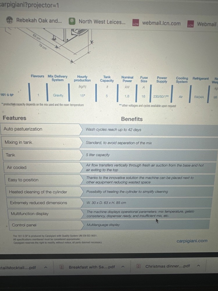 carpigiani ice cream machine 161sp