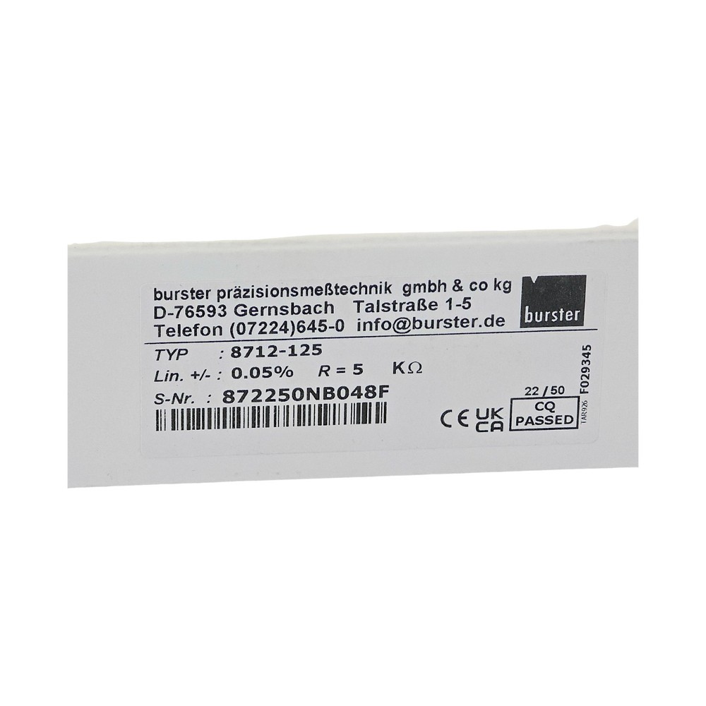 BURSTER PRECISION MEASUREMENT 8712-125 POTENTIOMETRIC PATH PROBE