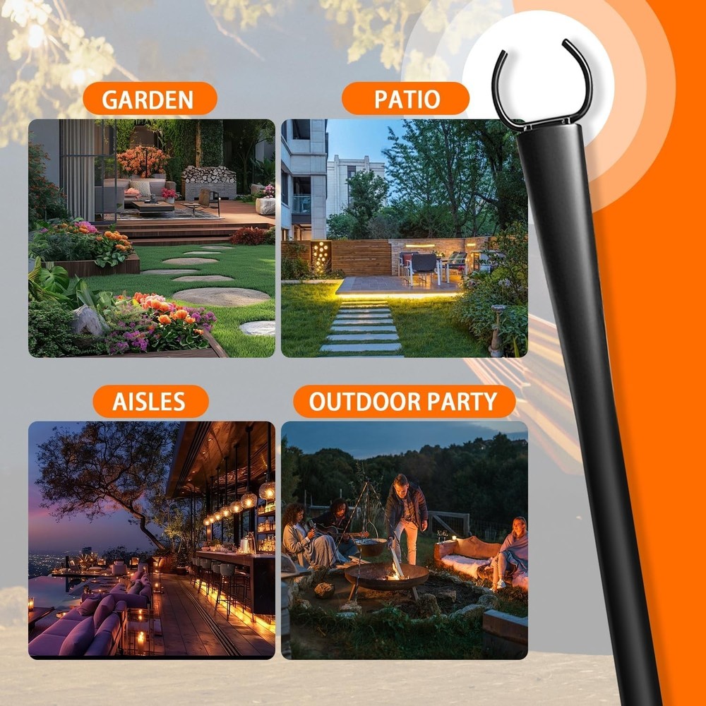 10 Ft Heavy Duty String Light Poles 2 Pack - Outdoor Decorative Support for