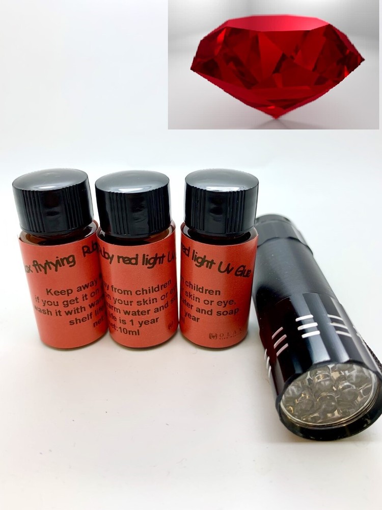 OLAX 30ML FLY TYING RUBY RED LIGHT UV RESIN + 9 LED UV TORCH FOR CURING