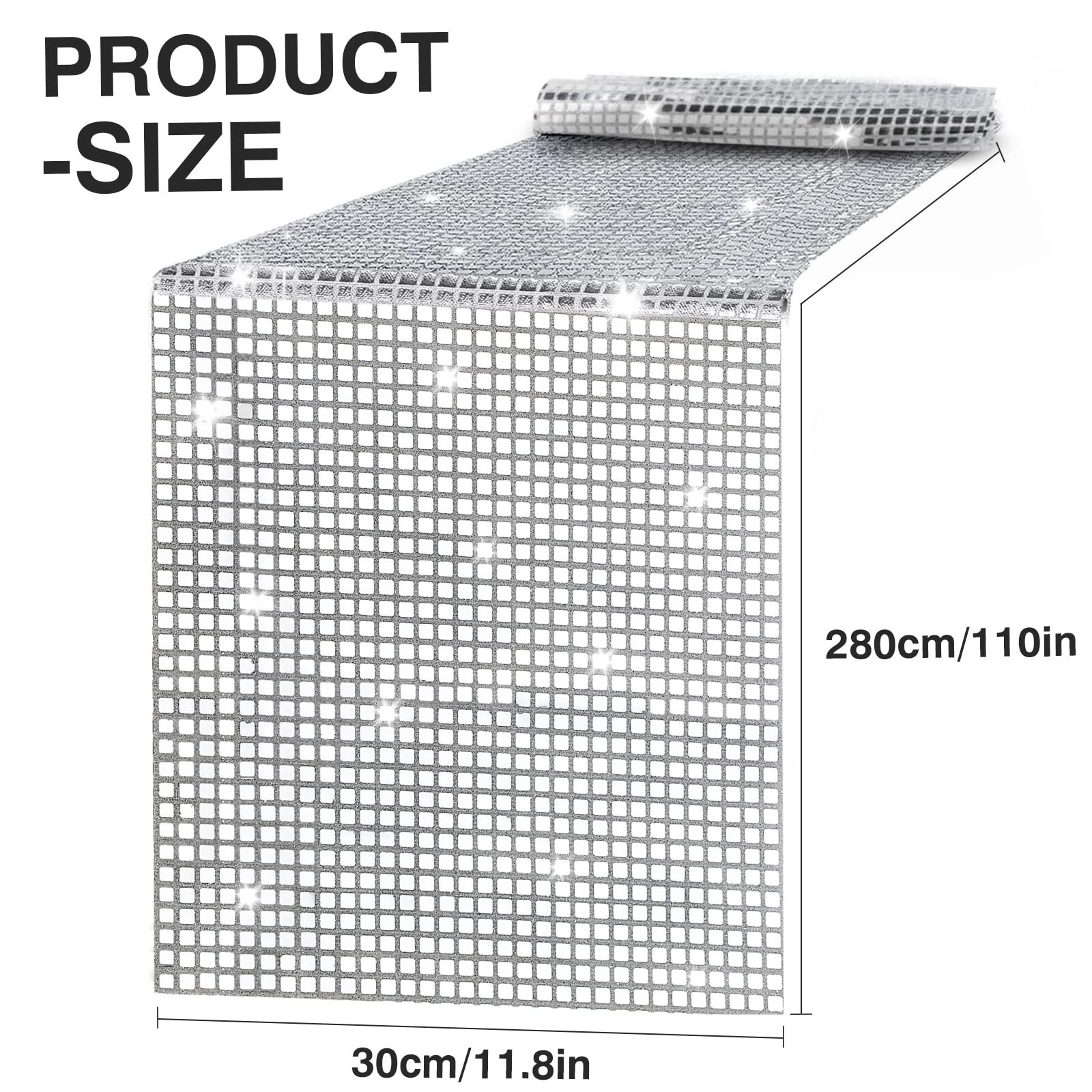 12 x 108 Inches Disco Party Table Runner Mirror Silver Table Cover 70s Disco ...