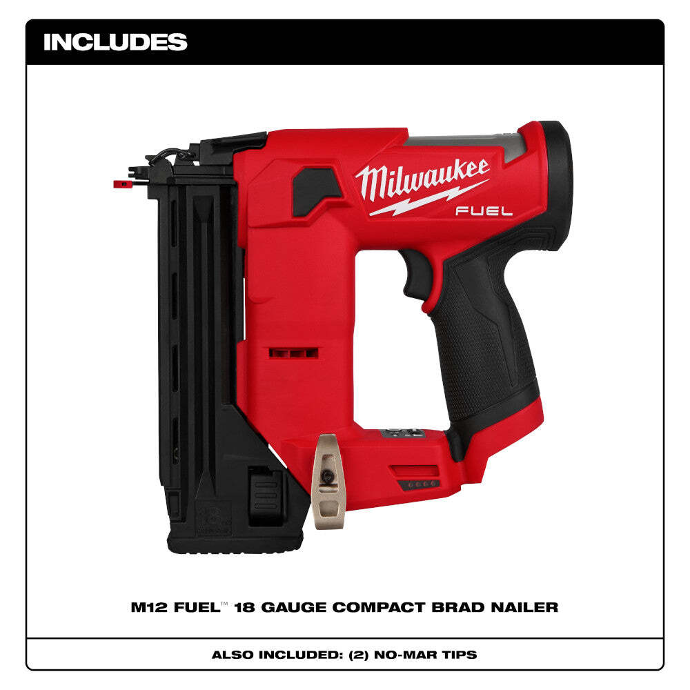 Milwaukee 2541-20 M12 FUEL 12V 18 Gauge Compact Brad Nailer - Bare Tool