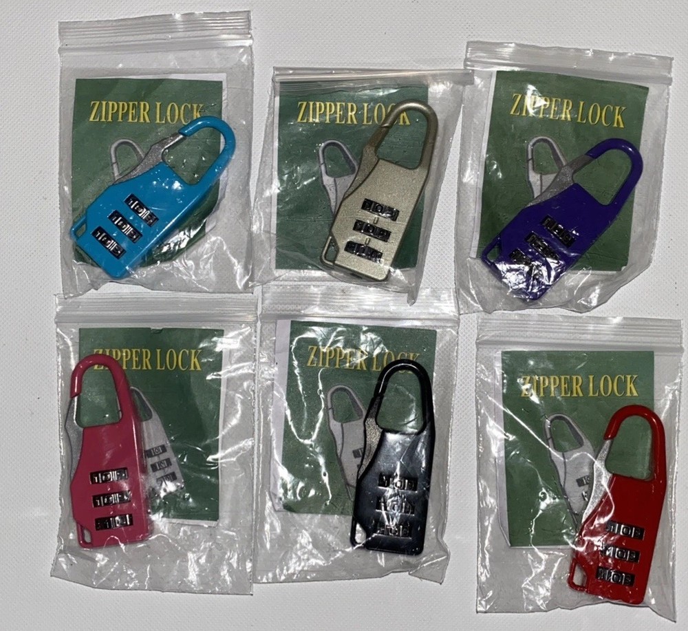 Mini Backpack Zipper Padlock with 3 Digits Combination for Luggage Suitcase 6 Ea