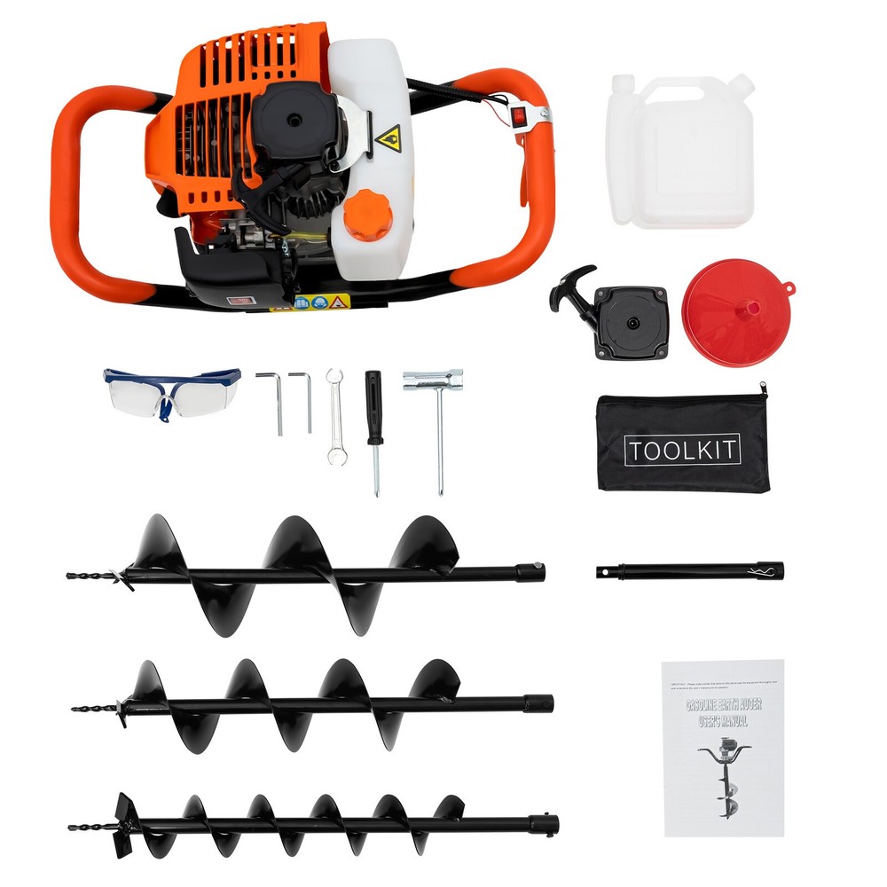 2-Stroke 52CC Earth Auger Gas Powered Post Hole Digger Machine and Bit Lock