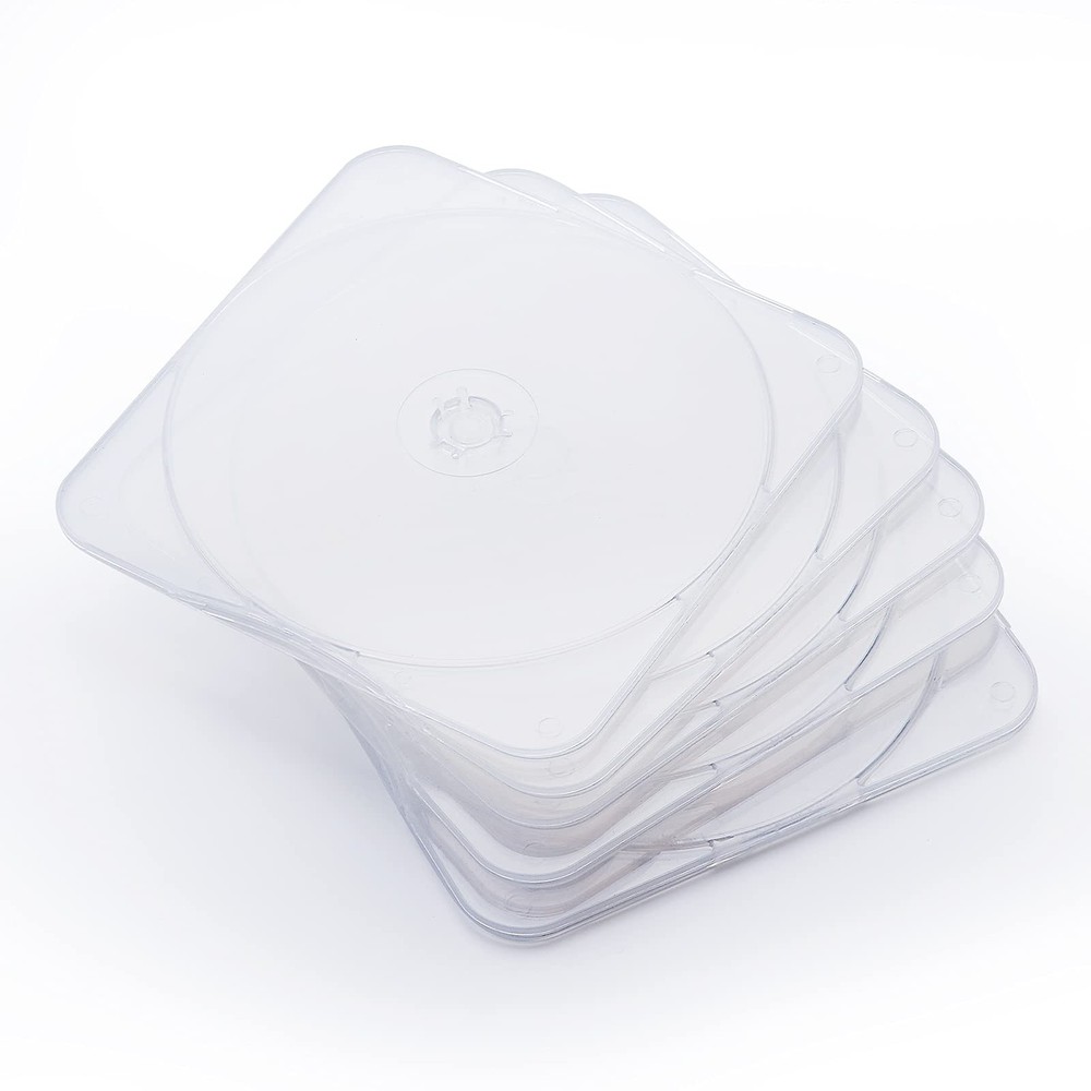 Maxtek 25 Pack Ultra Slim Clear Transparent Square Shaped Single Disc,
