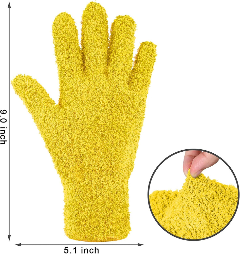 6 Pairs Microfiber Dusting Gloves, Dusting Cleaning Gloves Microfiber Gloves for
